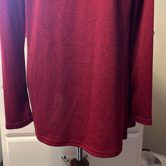 Yoins deep red/crimson long sleeve tunic top with twist at hem - Picture 6 of 10